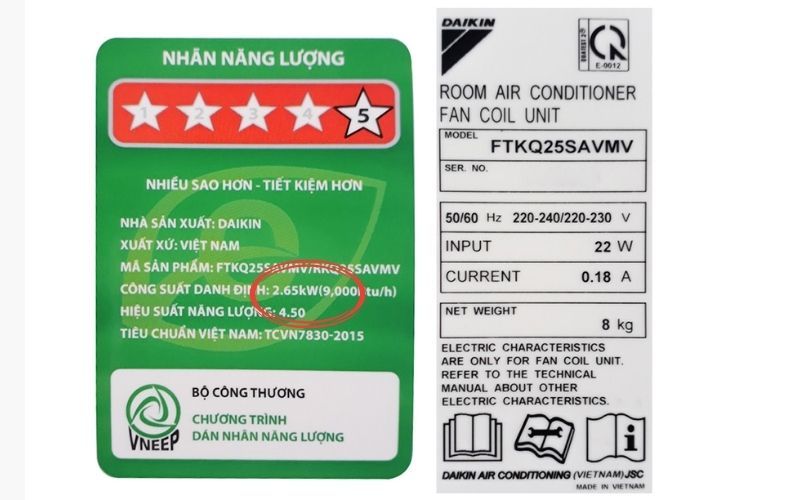 Cách tính 1 đêm bật điều hòa hết bao nhiêu tiền dựa vào công suất tiêu thụ điện ghi trên sản phẩm.